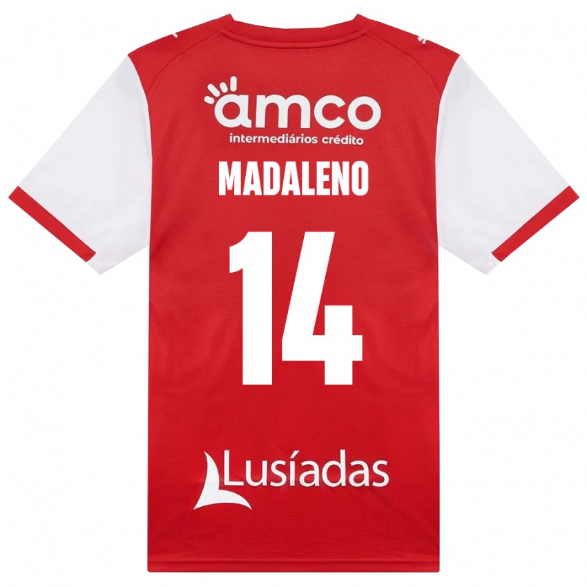 נשים Diogo Madaleno #14 לבן אדום שחור ג'רזי ביתית 2026/27 חולצה קצרה