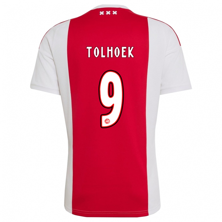 נשים Danique Tolhoek #9 אדום לבן צהוב ג'רזי ביתית 2026/27 חולצה קצרה נשים Danique Tolhoek #9 אדום לבן צהוב ג'רזי ביתית 2026/27 חולצה קצרה