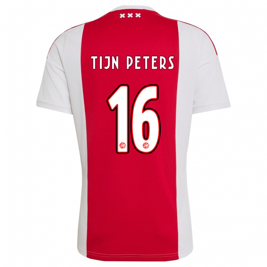 נשים Tijn Peters #16 אדום לבן צהוב ג'רזי ביתית 2026/27 חולצה קצרה