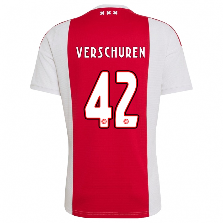 נשים Nick Verschuren #42 אדום לבן צהוב ג'רזי ביתית 2026/27 חולצה קצרה