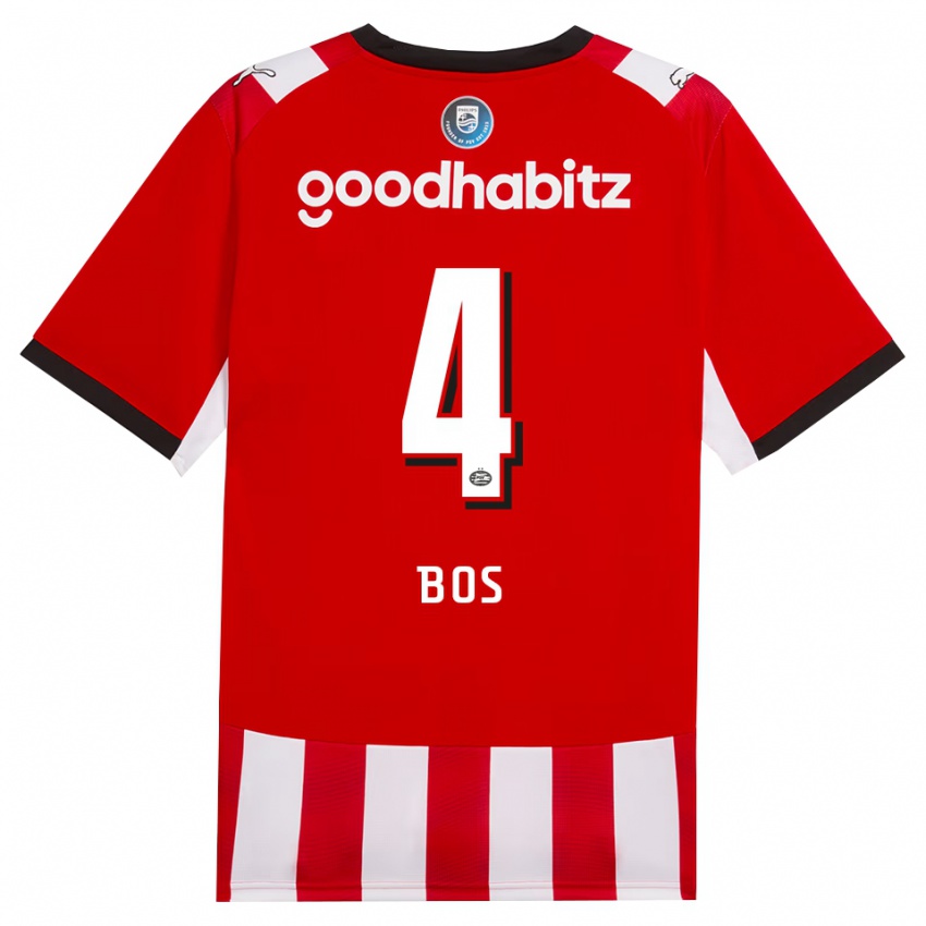 נשים Floris Bos #4 אדום לבן שחור ג'רזי ביתית 2026/27 חולצה קצרה