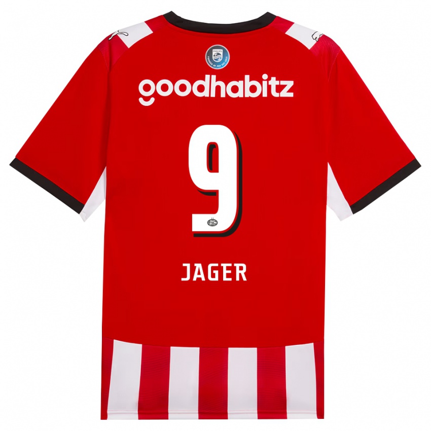 נשים Elvic Jager #9 אדום לבן שחור ג'רזי ביתית 2026/27 חולצה קצרה