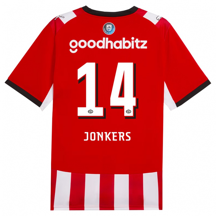 נשים Brent Jonkers #14 אדום לבן שחור ג'רזי ביתית 2026/27 חולצה קצרה