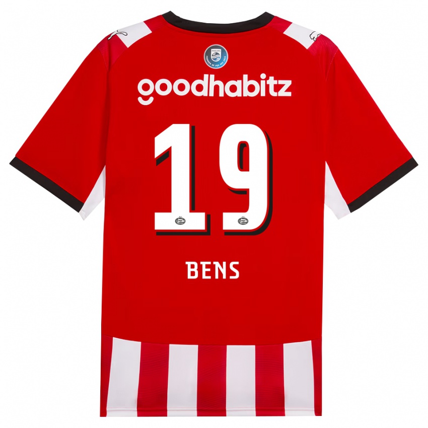 נשים Teun Bens #19 אדום לבן שחור ג'רזי ביתית 2026/27 חולצה קצרה