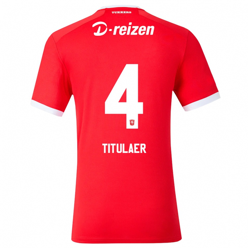 נשים Björn Titulaer #4 אדום לבן ג'רזי ביתית 2026/27 חולצה קצרה
