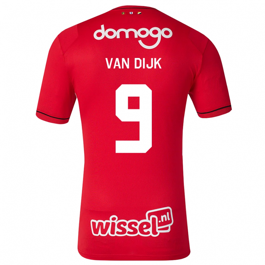 נשים Bright Van Dijk #9 אדום לבן שחור ג'רזי ביתית 2026/27 חולצה קצרה