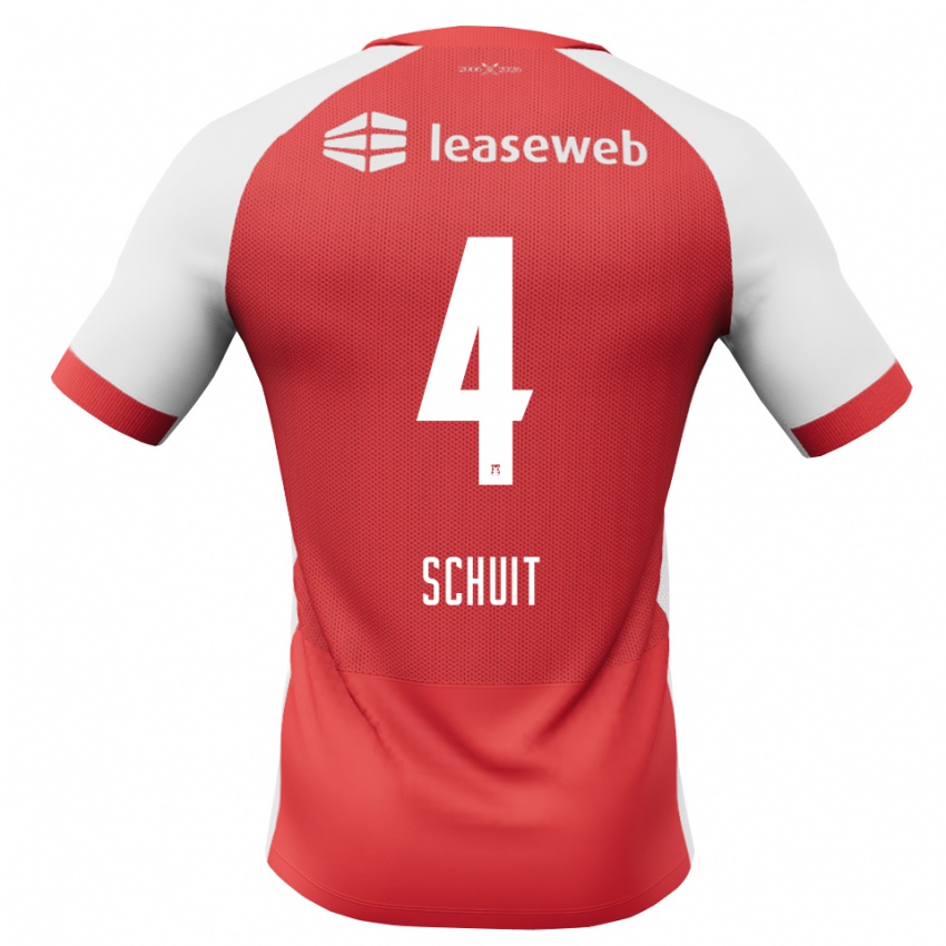נשים Henk Schuit #4 אדום לבן שחור ג'רזי ביתית 2026/27 חולצה קצרה