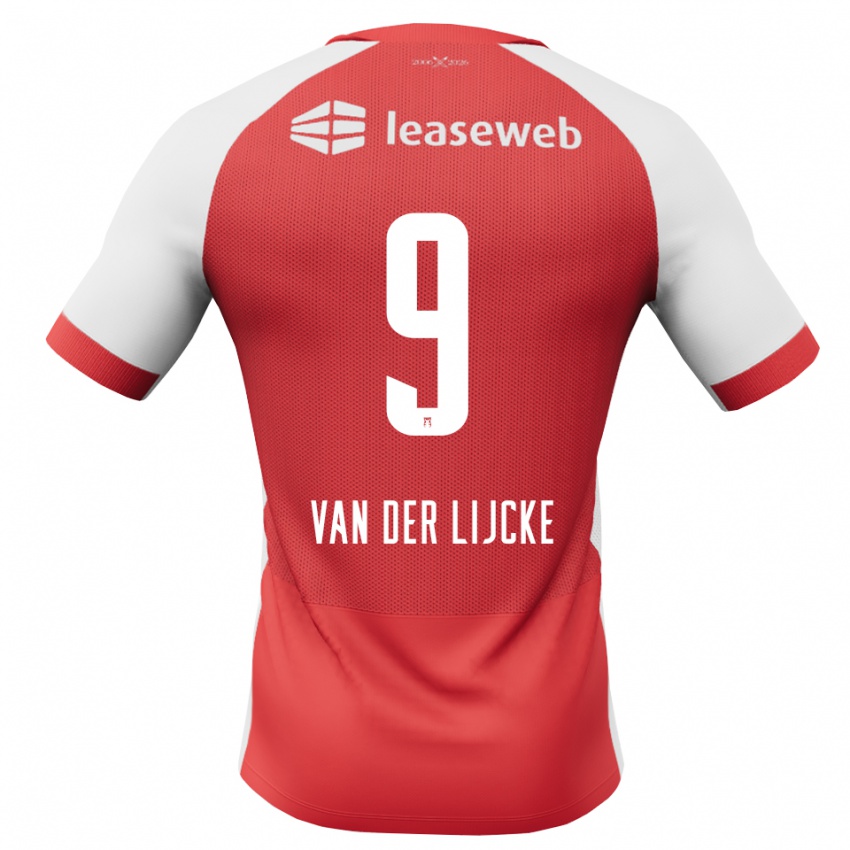 נשים Donny Van Der Lijcke #9 אדום לבן שחור ג'רזי ביתית 2026/27 חולצה קצרה