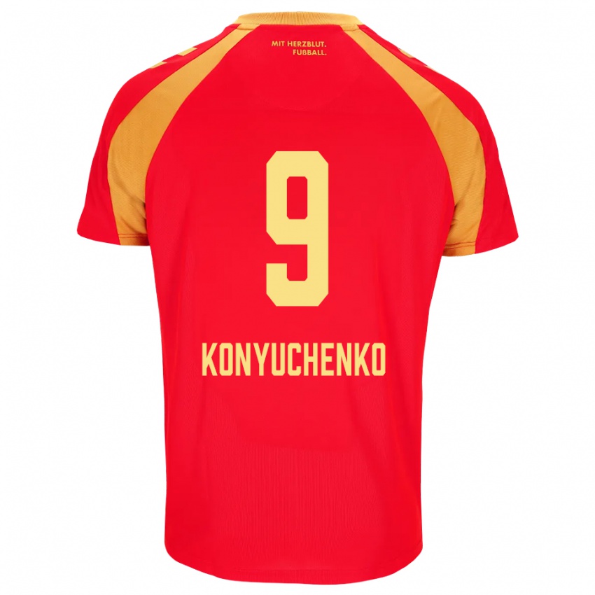 נשים Yehor Konyuchenko #9 אדום כתום שחור הרחק ג'רזי 2026/27 חולצה קצרה