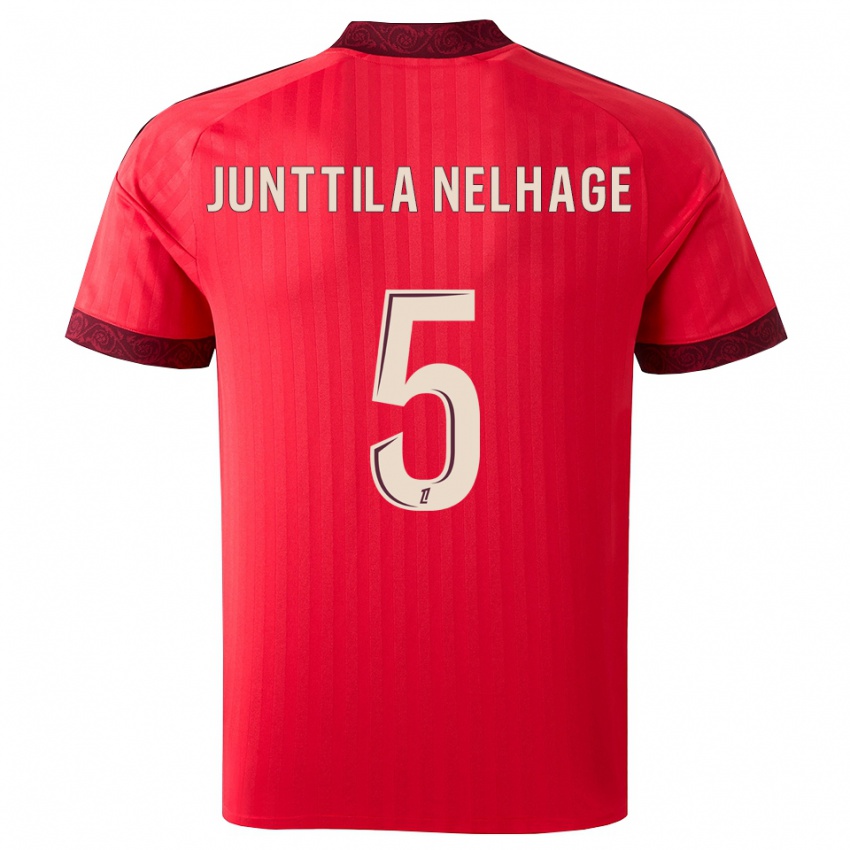 נשים Elma Junttila Nelhage #5 בורגונדי אדום לבן הרחק ג'רזי 2026/27 חולצה קצרה