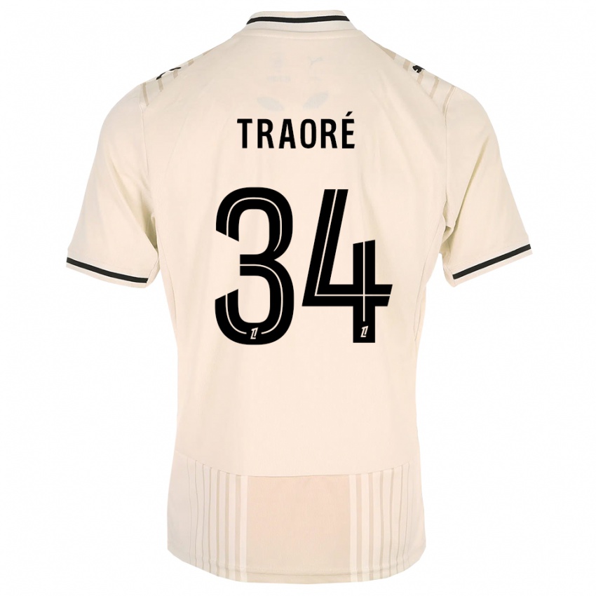 נשים Ibrahim Traoré #34 תחרה ישנה שחור לבן עתיק הרחק ג'רזי 2026/27 חולצה קצרה