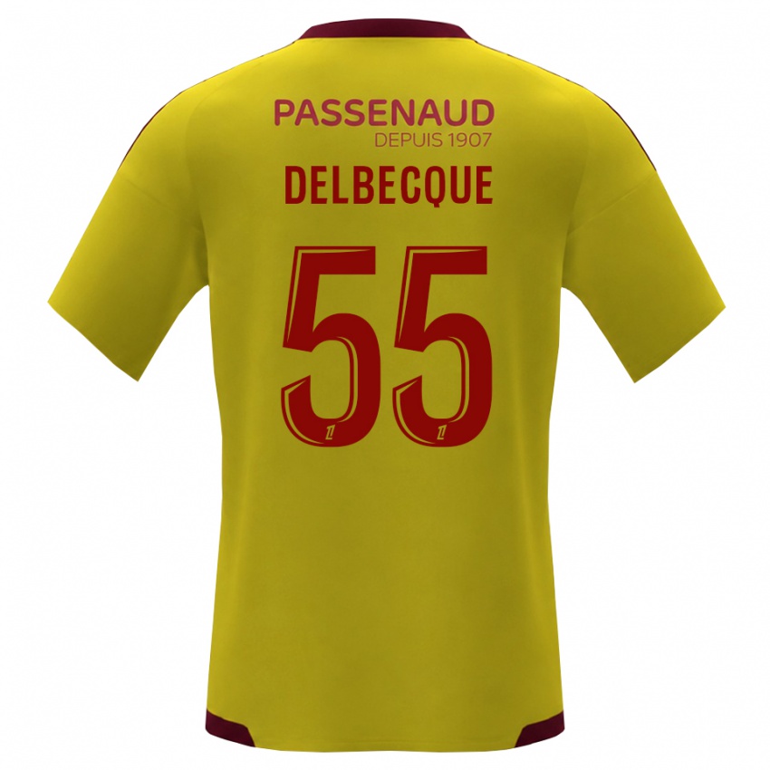 נשים Augustin Delbecque #55 צהוב אדום ירוק הרחק ג'רזי 2026/27 חולצה קצרה
