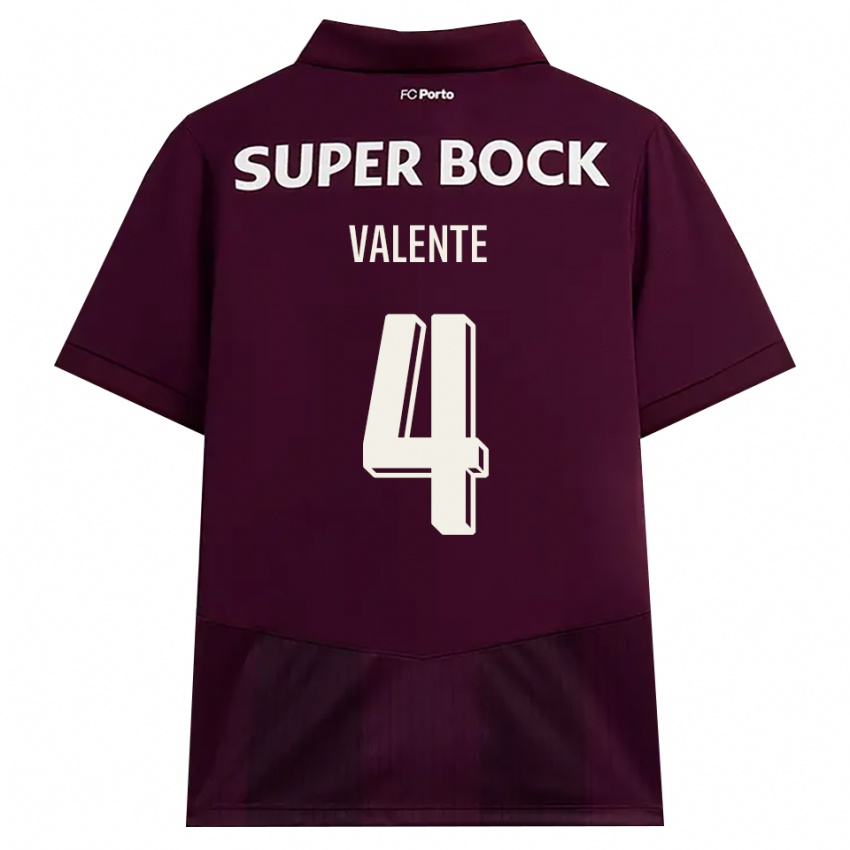נשים Salvador Valente #4 בורדו לבן הרחק ג'רזי 2026/27 חולצה קצרה