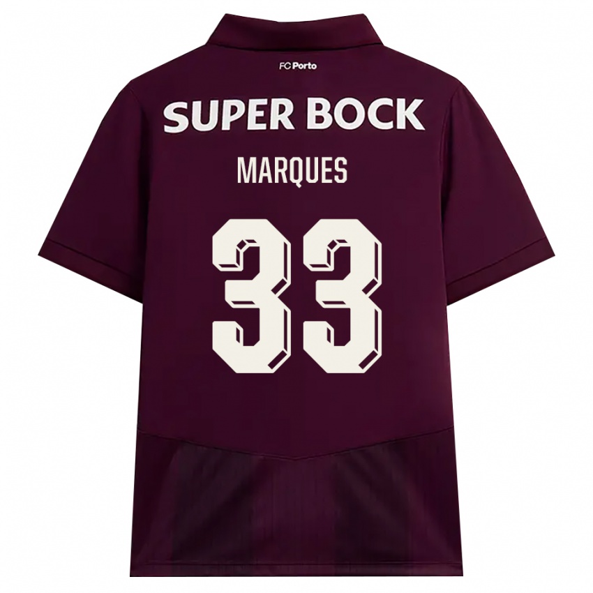 נשים Bárbara Marques #33 בורדו לבן הרחק ג'רזי 2026/27 חולצה קצרה