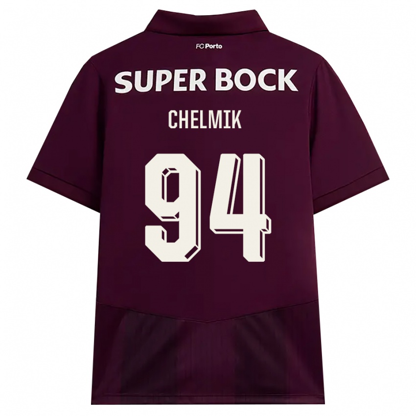 נשים Chelmik #94 בורדו לבן הרחק ג'רזי 2026/27 חולצה קצרה