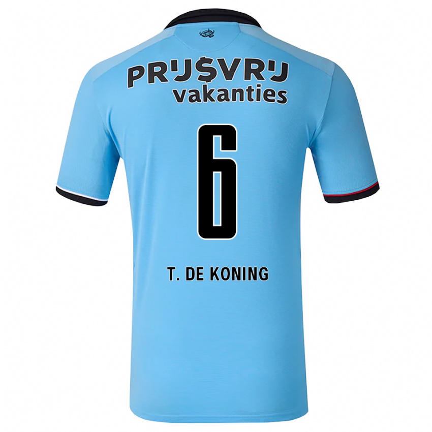 נשים Tim De Koning #6 כחול שמיים עמוק שחור אדום הרחק ג'רזי 2026/27 חולצה קצרה