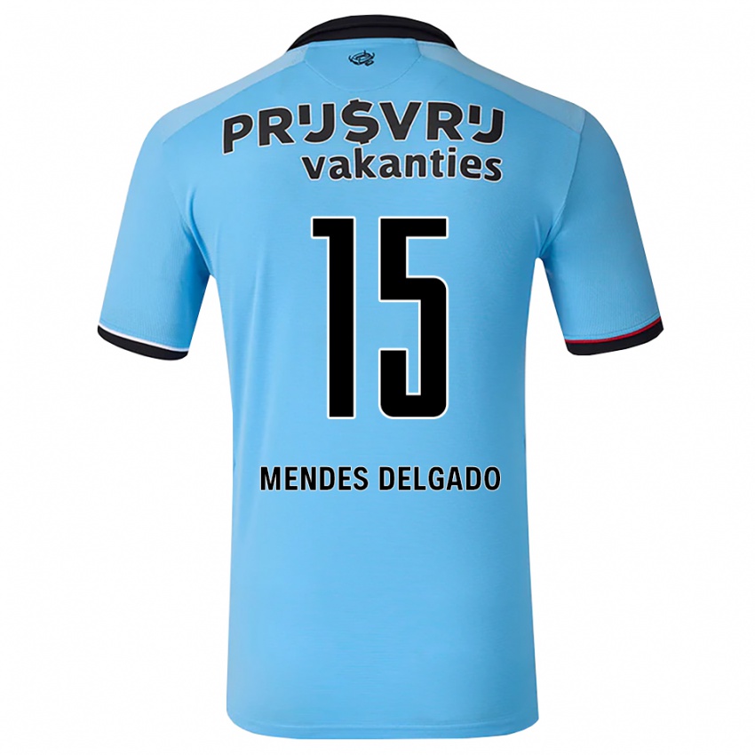 נשים Jayden Mendes Delgado #15 כחול שמיים עמוק שחור אדום הרחק ג'רזי 2026/27 חולצה קצרה