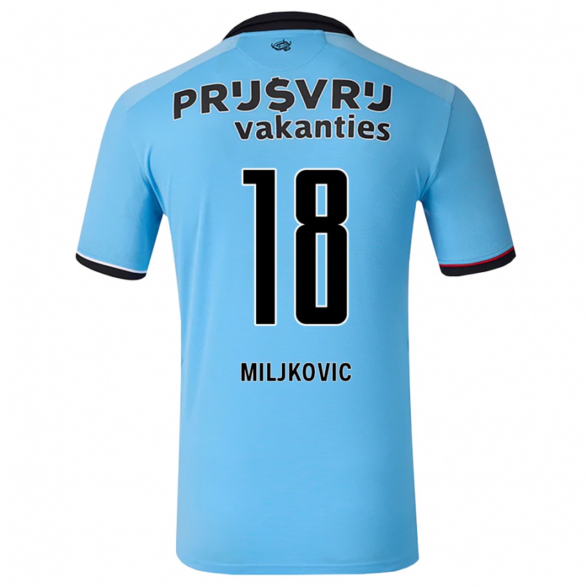 נשים Igor Miljkovic #18 כחול שמיים עמוק שחור אדום הרחק ג'רזי 2026/27 חולצה קצרה