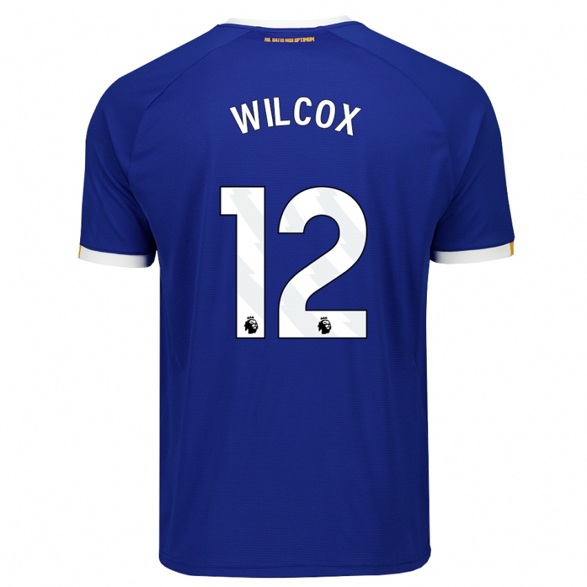 ילדים Ted Wilcox #12 כחול לבן צהוב ג'רזי ביתית 2026/27 חולצה קצרה