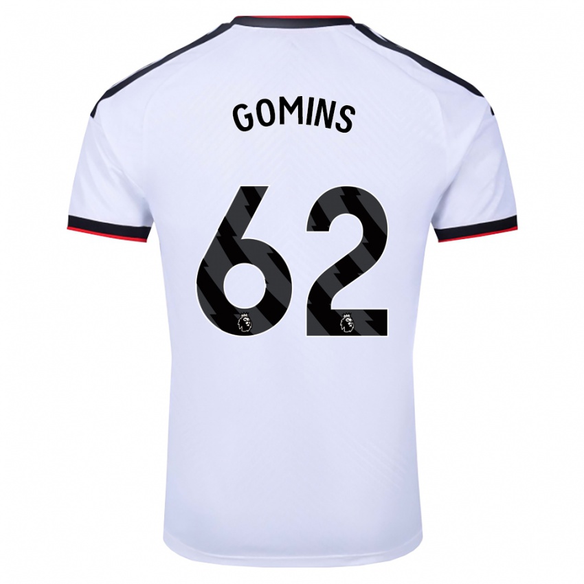 ילדים Markuss Gomins #62 לבן שחור אדום ג'רזי ביתית 2026/27 חולצה קצרה
