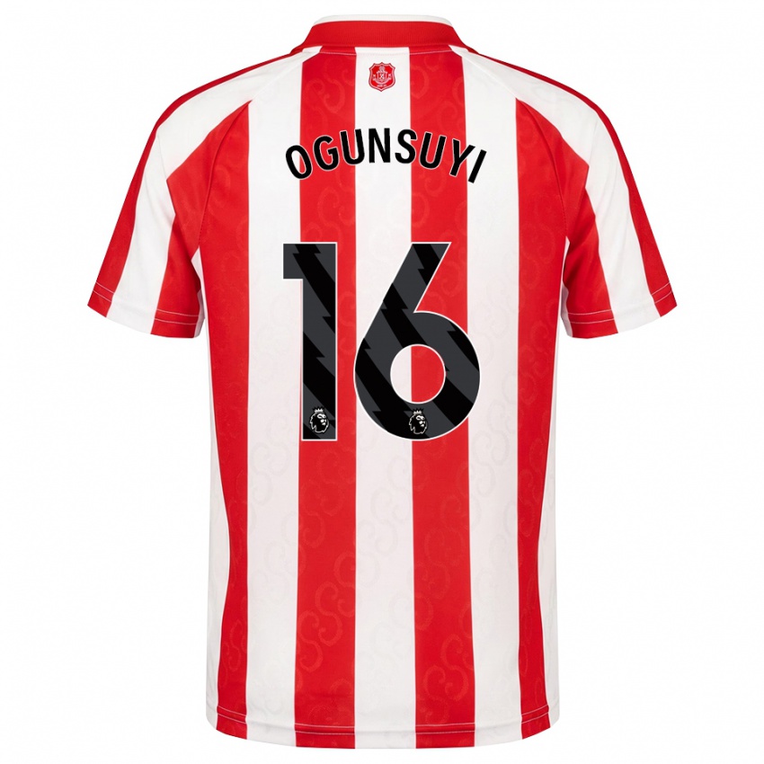 ילדים Liam Ogunsuyi #16 אדום לבן שחור ג'רזי ביתית 2026/27 חולצה קצרה