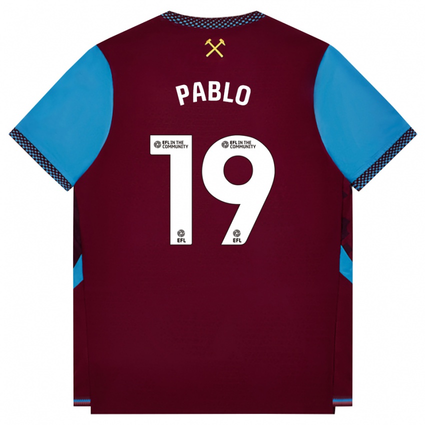 ילדים Pablo #19 בורדו כחול קורנפלאוור ג'רזי ביתית 2026/27 חולצה קצרה