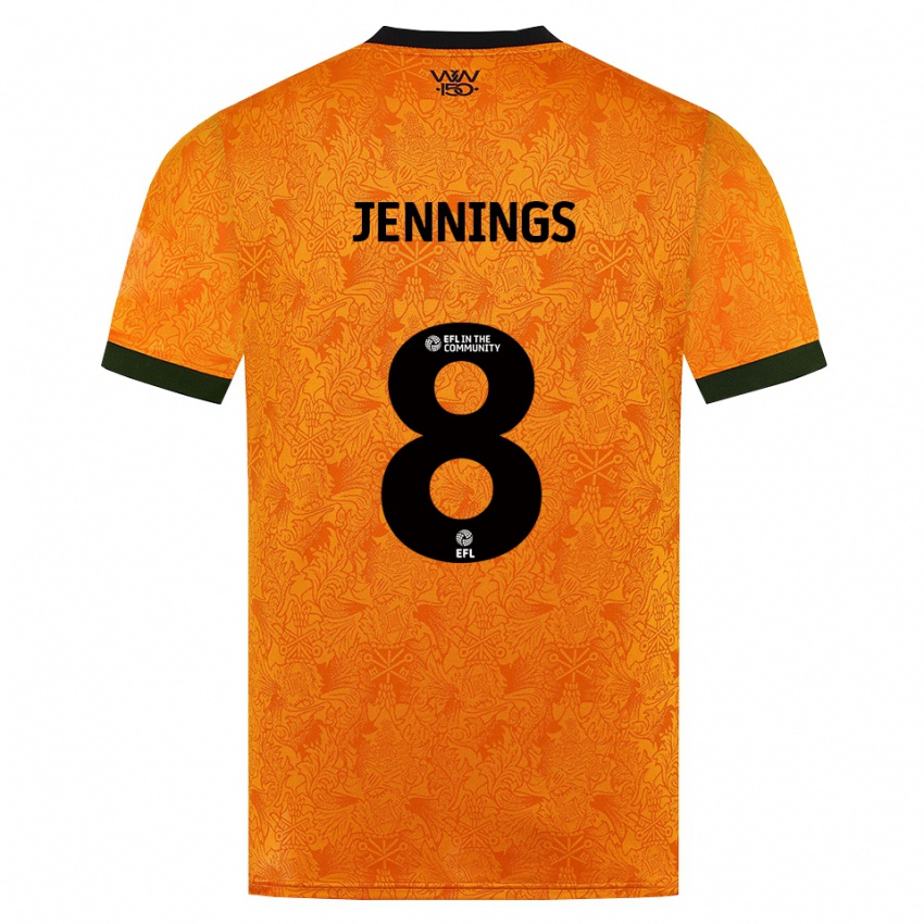 ילדים Shannie Jennings #8 כתום שחור ג'רזי ביתית 2026/27 חולצה קצרה