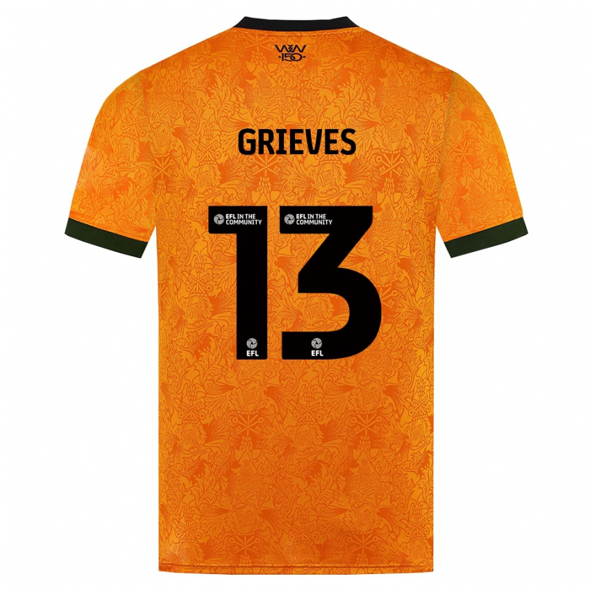 ילדים Xander Grieves #13 כתום שחור ג'רזי ביתית 2026/27 חולצה קצרה