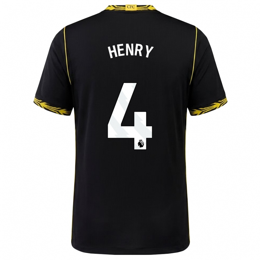 ילדים Josh Henry #4 שחור צהוב הרחק ג'רזי 2026/27 חולצה קצרה