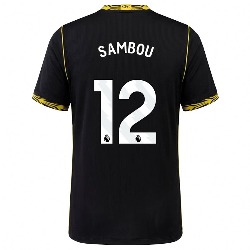 ילדים Gabriel Sambou #12 שחור צהוב הרחק ג'רזי 2026/27 חולצה קצרה