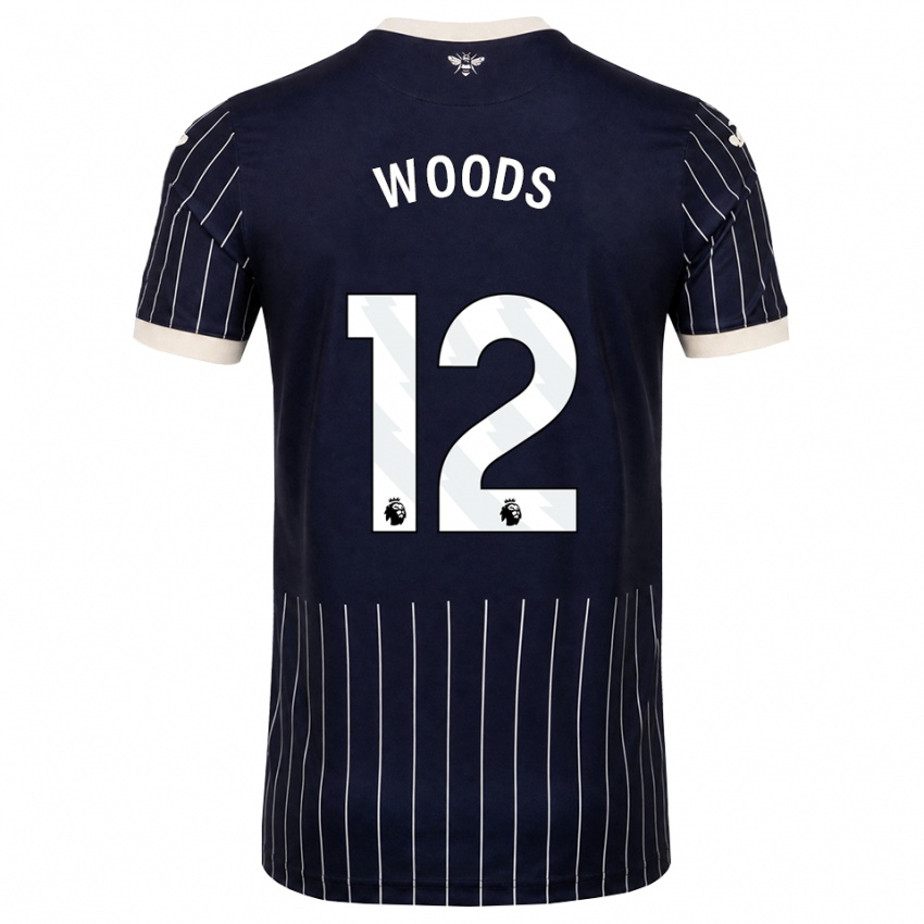 ילדים Nikki Woods #12 שחור לבן הרחק ג'רזי 2026/27 חולצה קצרה
