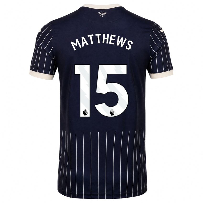 ילדים Kirsty Matthews #15 שחור לבן הרחק ג'רזי 2026/27 חולצה קצרה