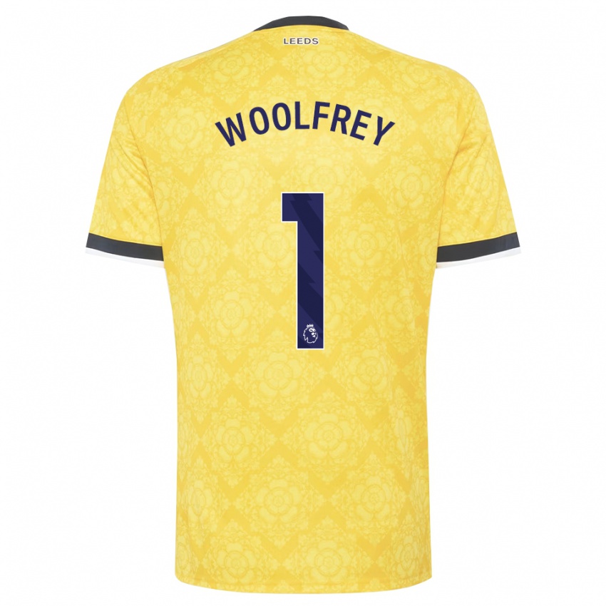 ילדים Joshua Woolfrey #1 צהוב לבן שחור הרחק ג'רזי 2026/27 חולצה קצרה