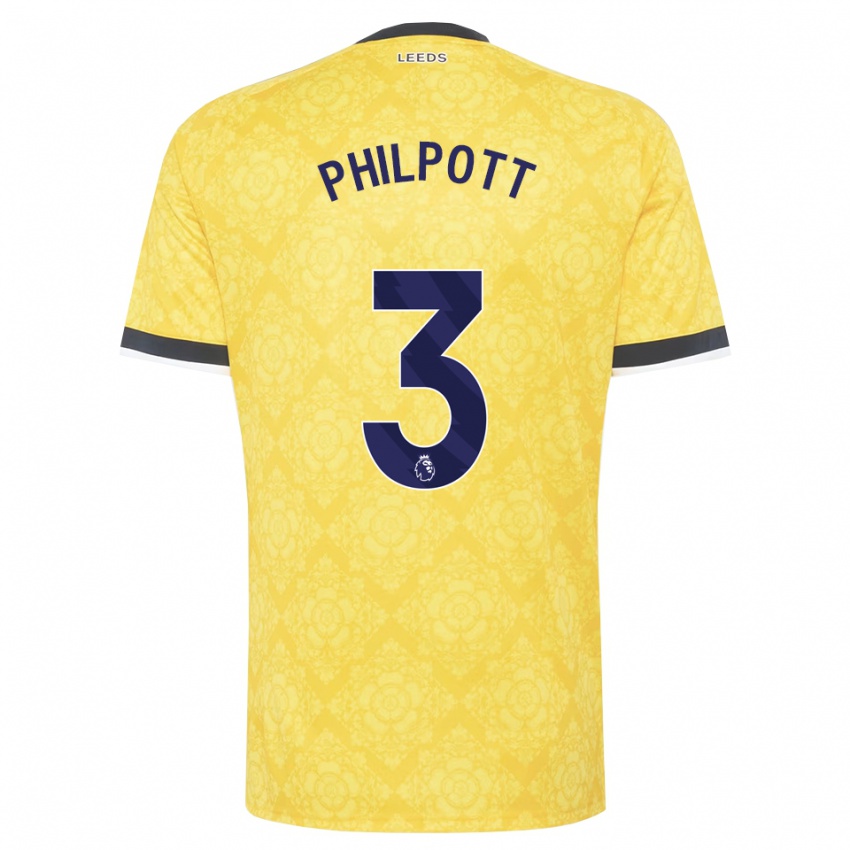 ילדים Louie Philpott #3 צהוב לבן שחור הרחק ג'רזי 2026/27 חולצה קצרה