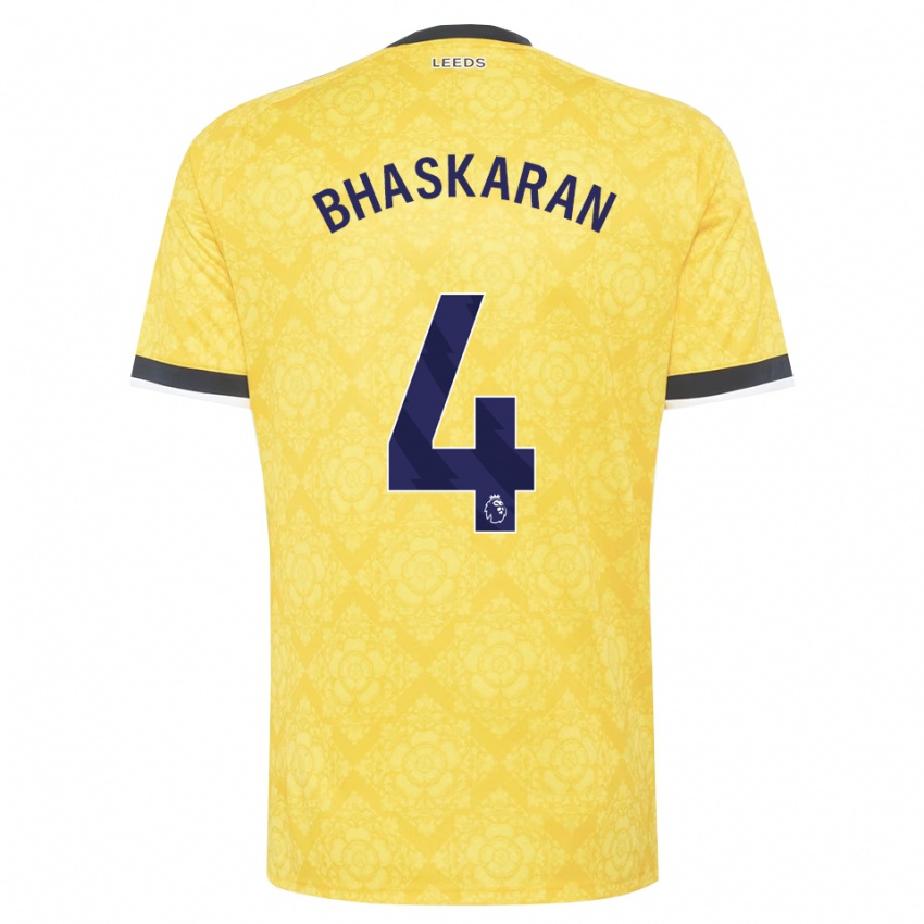 ילדים Joe Bhaskaran #4 צהוב לבן שחור הרחק ג'רזי 2026/27 חולצה קצרה