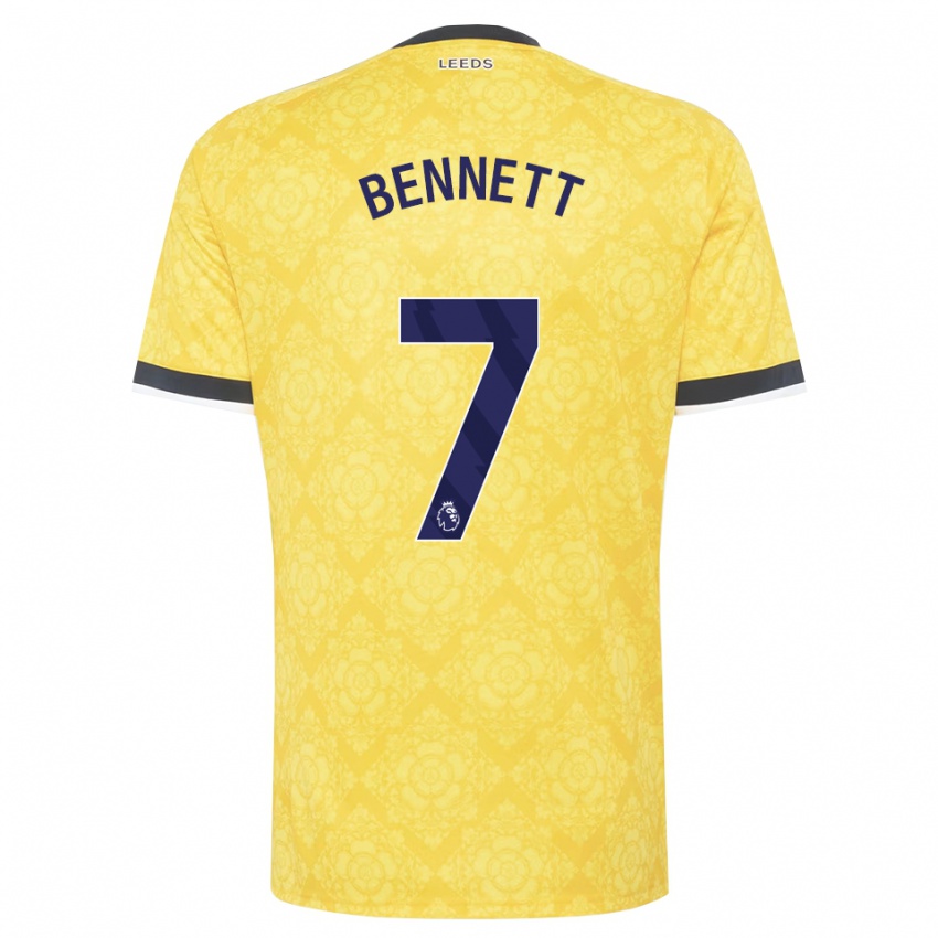 ילדים Oliver Bennett #7 צהוב לבן שחור הרחק ג'רזי 2026/27 חולצה קצרה