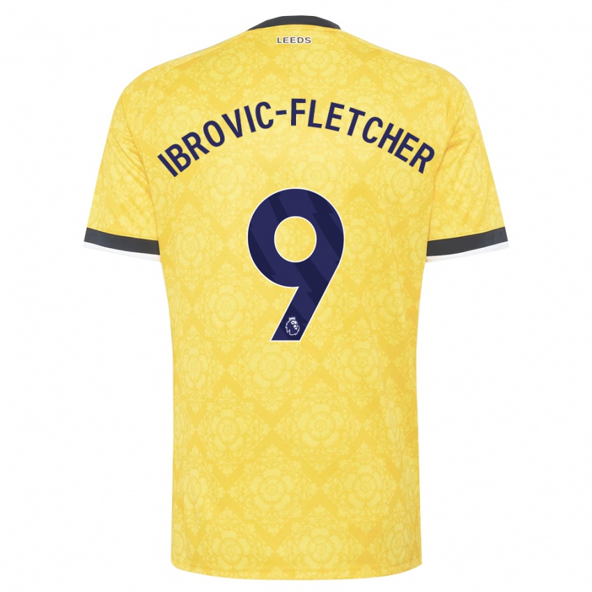 ילדים Edward Ibrovic-Fletcher #9 צהוב לבן שחור הרחק ג'רזי 2026/27 חולצה קצרה