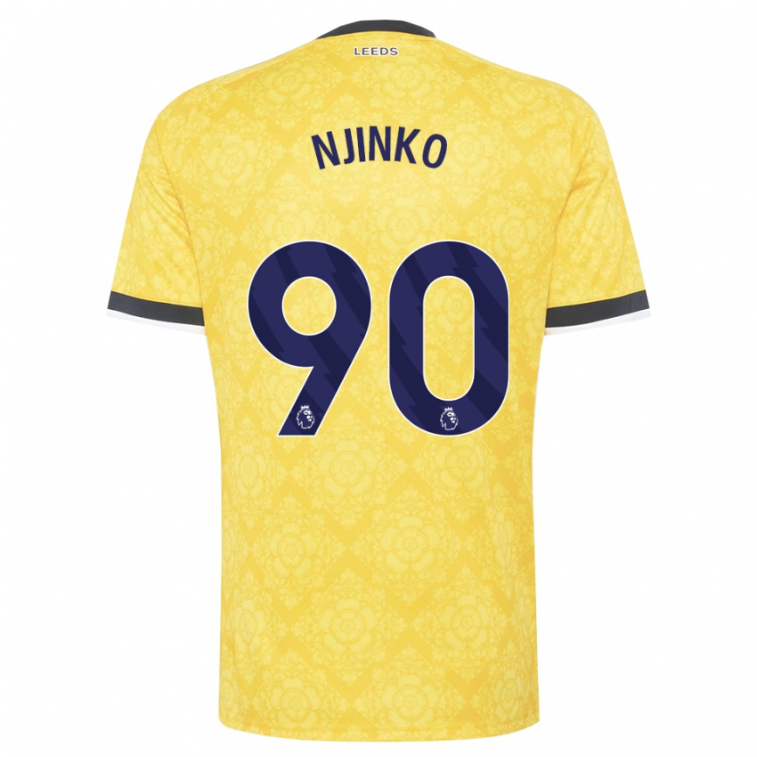 ילדים Carrick Njinko #90 צהוב לבן שחור הרחק ג'רזי 2026/27 חולצה קצרה