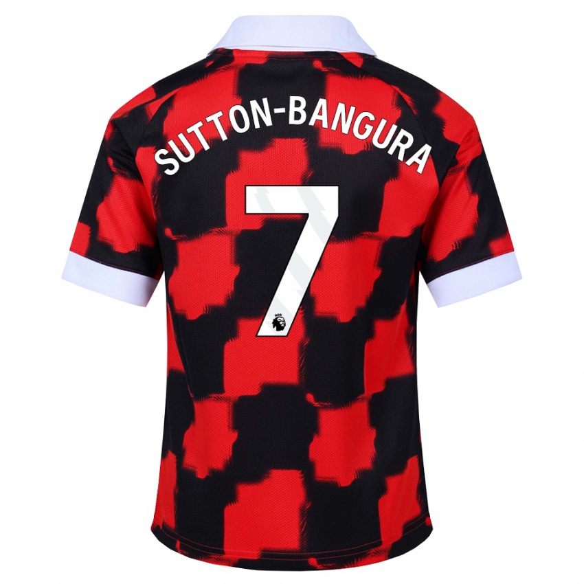 ילדים William Sutton-Bangura #7 אדום לבן שחור הרחק ג'רזי 2026/27 חולצה קצרה