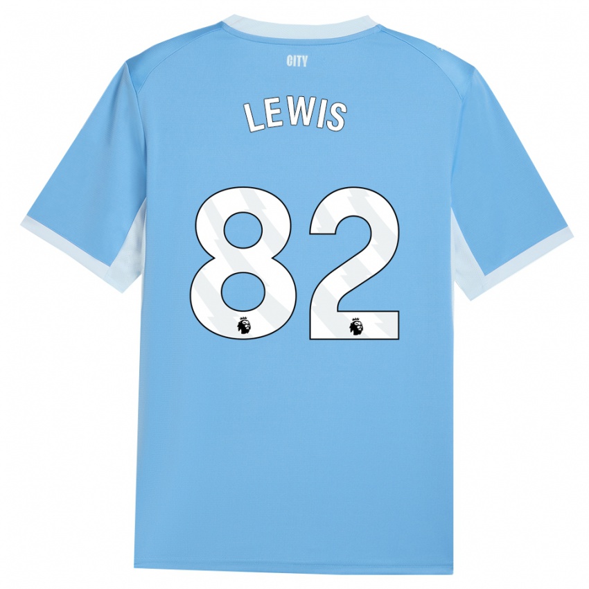 גברים Rico Lewis #82 כחול שמיים בהיר לבן ג'רזי ביתית 2026/27 חולצה קצרה