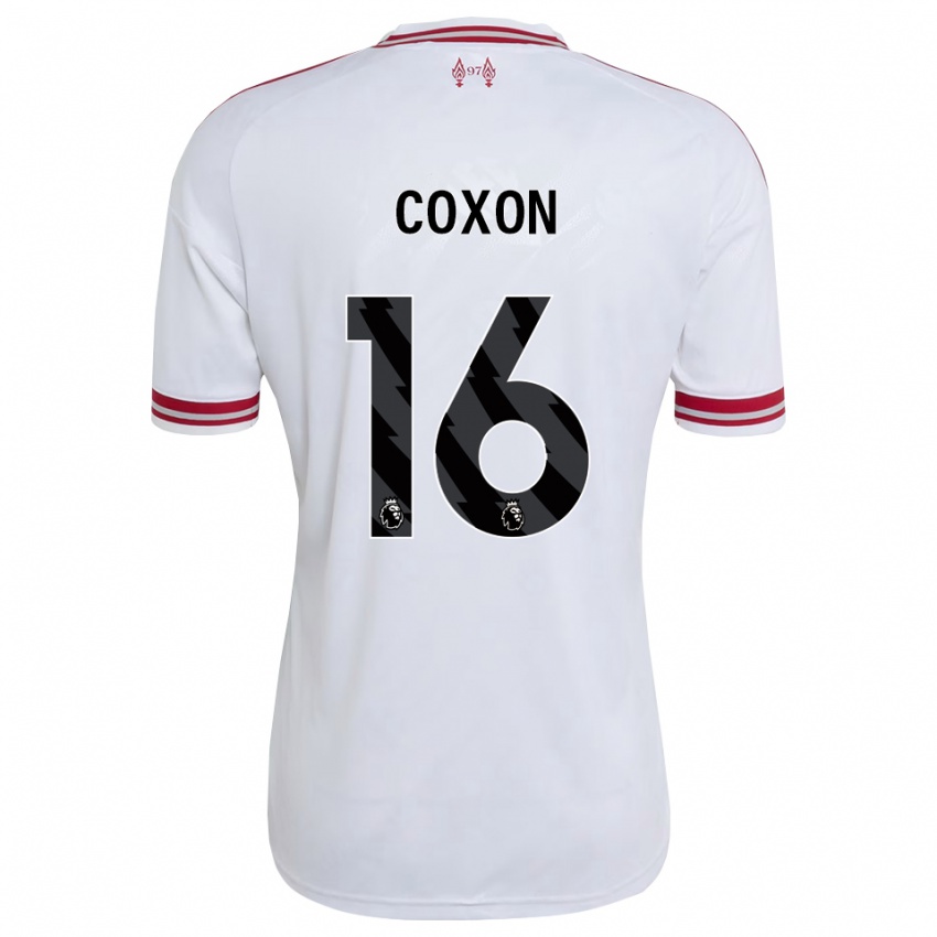 גברים Zak Coxon #16 אדום לבן הרחק ג'רזי 2026/27 חולצה קצרה