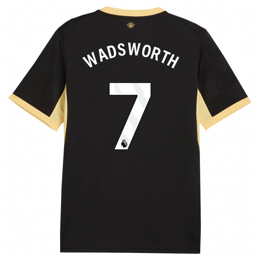 גברים Sam Wadsworth #7 שחור צהוב הרחק ג'רזי 2026/27 חולצה קצרה