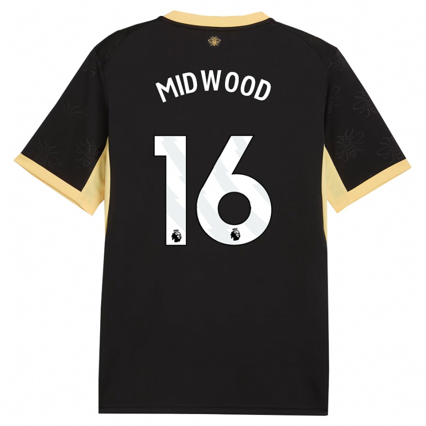 גברים Kylan Midwood #16 שחור צהוב הרחק ג'רזי 2026/27 חולצה קצרה