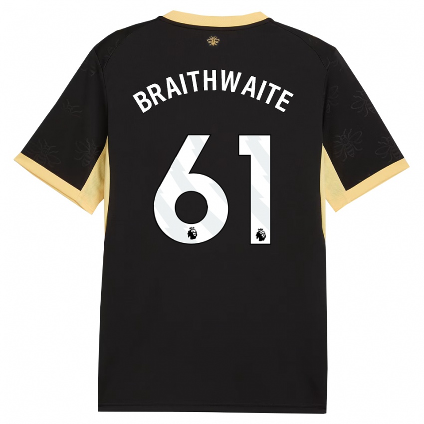גברים Kaden Braithwaite #61 שחור צהוב הרחק ג'רזי 2026/27 חולצה קצרה