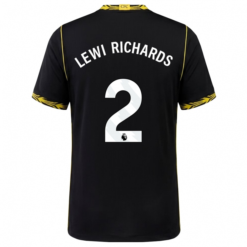 גברים Lewi Richards #2 שחור צהוב הרחק ג'רזי 2026/27 חולצה קצרה