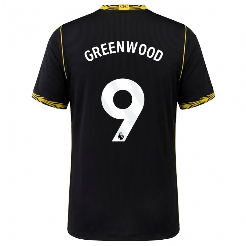 גברים Jashayde Greenwood #9 שחור צהוב הרחק ג'רזי 2026/27 חולצה קצרה