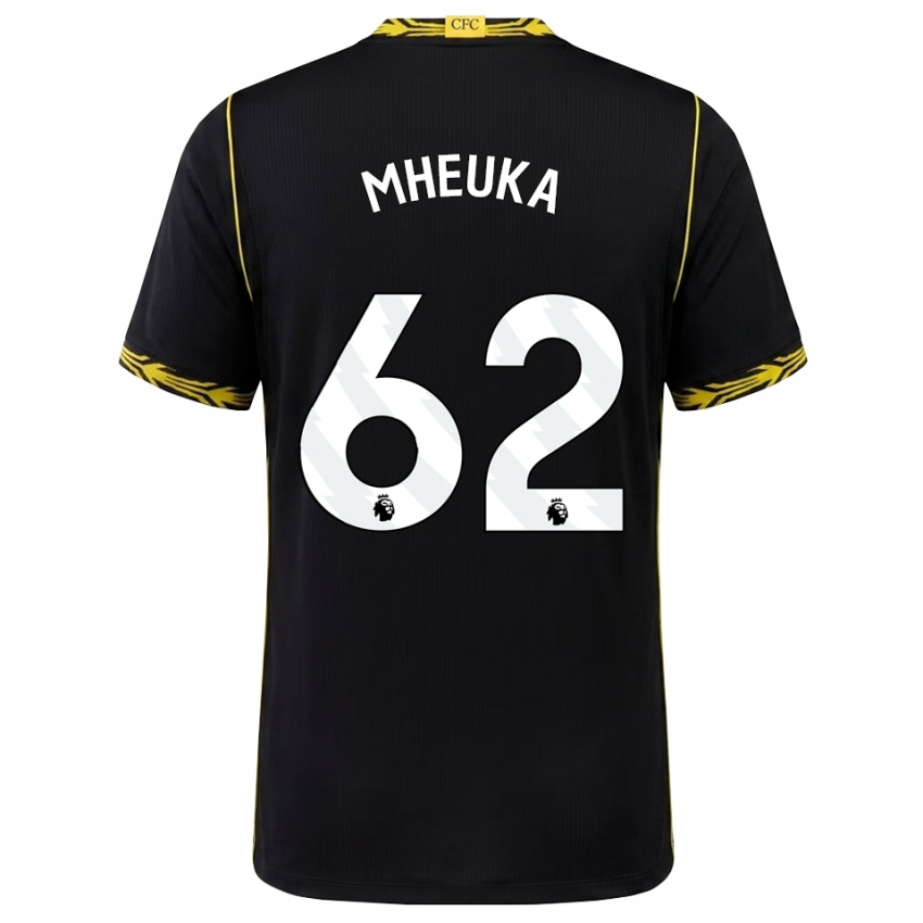 גברים Shumaira Mheuka #62 שחור צהוב הרחק ג'רזי 2026/27 חולצה קצרה