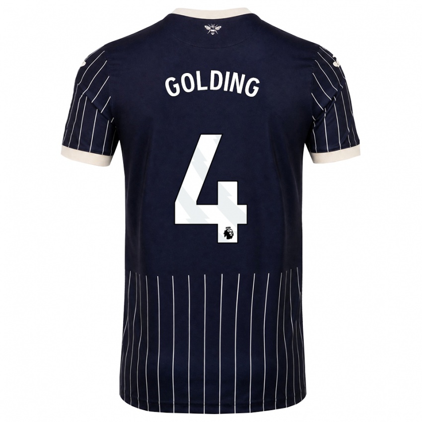 גברים Aidan Golding #4 שחור לבן הרחק ג'רזי 2026/27 חולצה קצרה