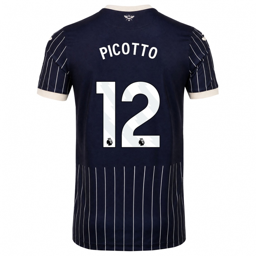 גברים Luca Picotto #12 שחור לבן הרחק ג'רזי 2026/27 חולצה קצרה