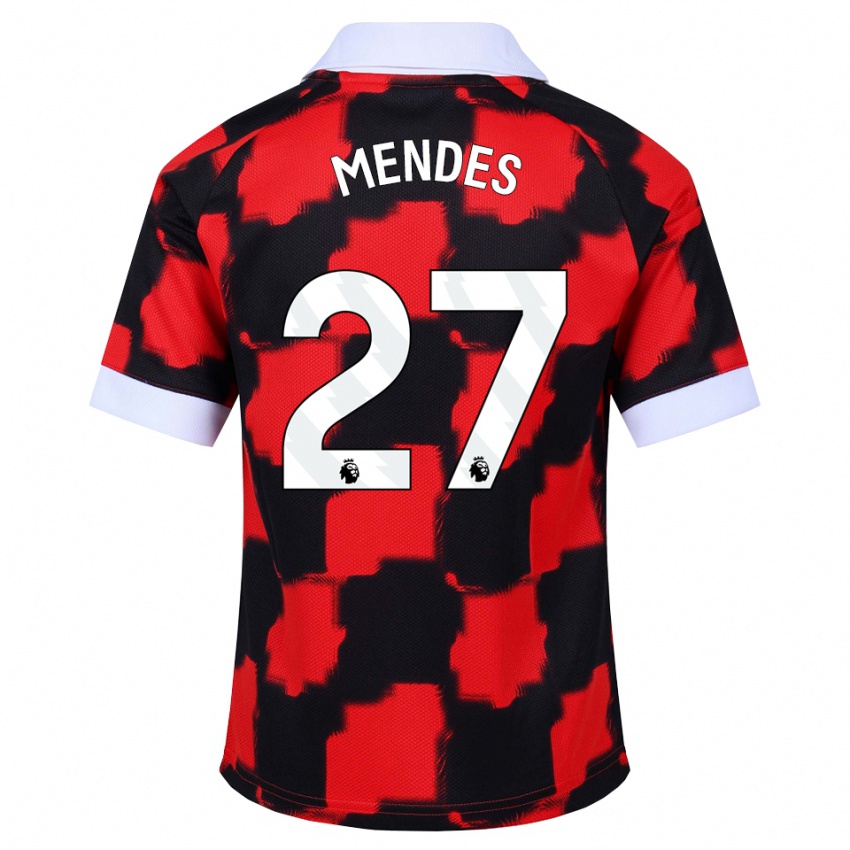 גברים Megalie Mendes #27 אדום לבן שחור הרחק ג'רזי 2026/27 חולצה קצרה
